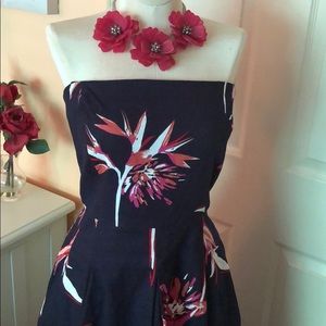 Navy Blue Floral Eva Mendez dress